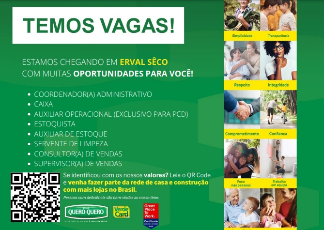 Capa Loja Quero Quero abre seleção para contratação de funcionários em Erval Seco