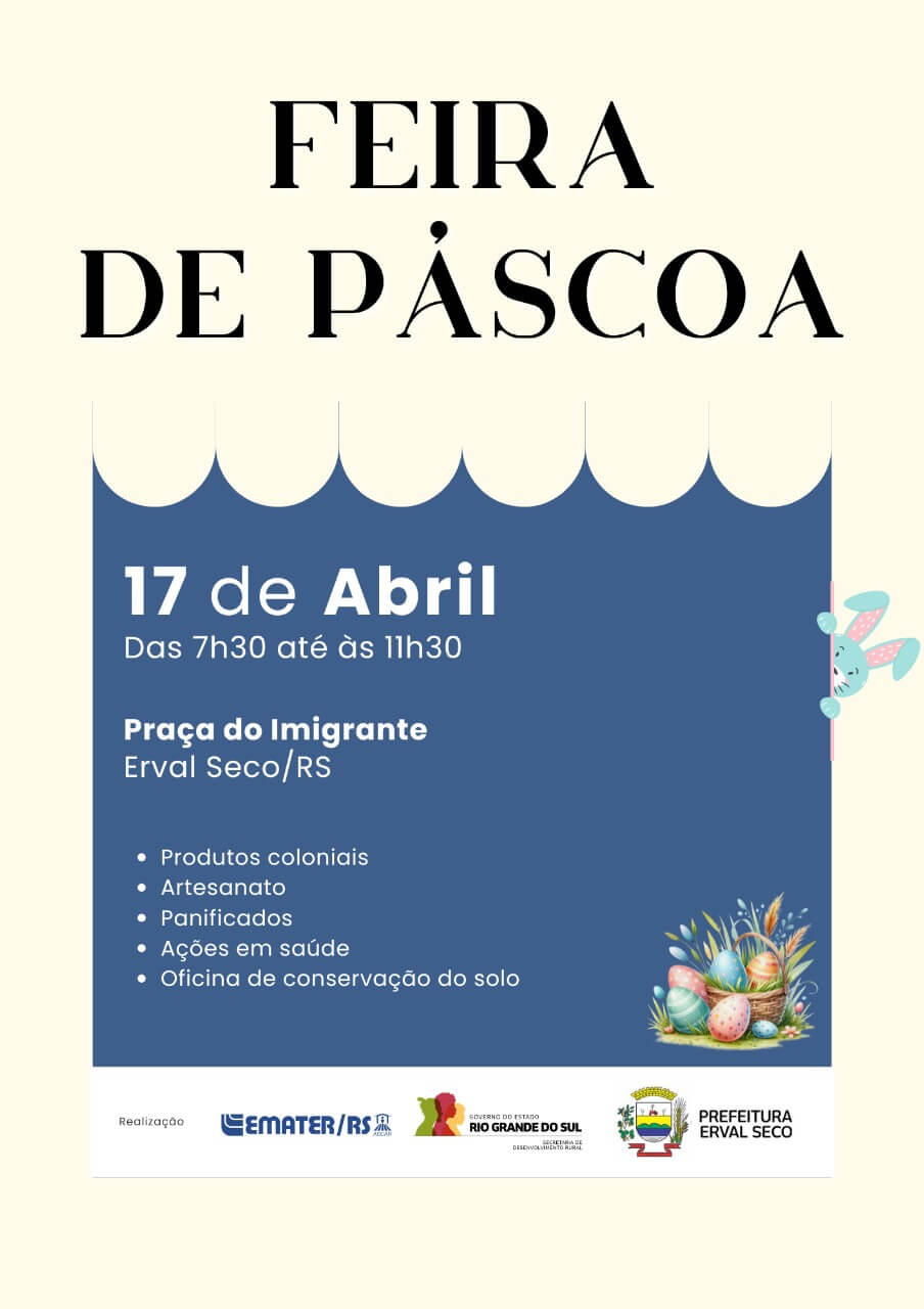 Capa Feira de Páscoa será realizada no dia 17 de abril em Erval Seco