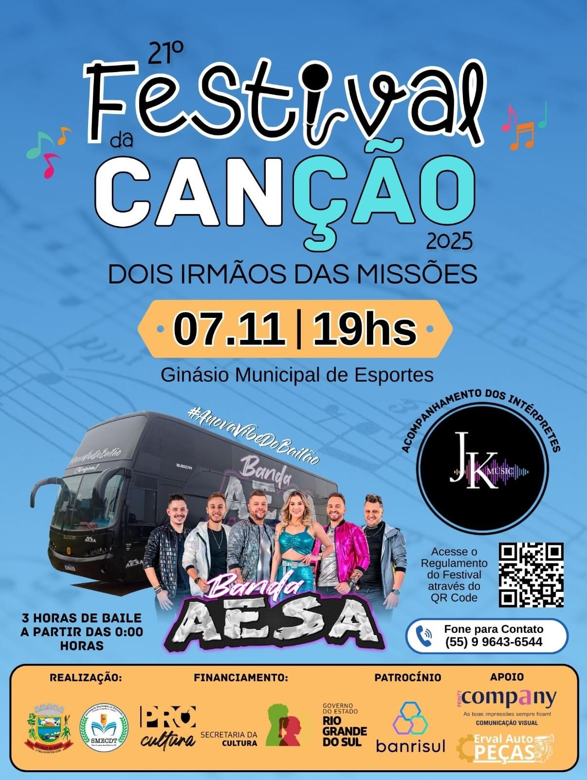 Capa Dois Irmãos das Missões realiza o 21º Festival da Canção nesta sexta-feira, 7 de novembro