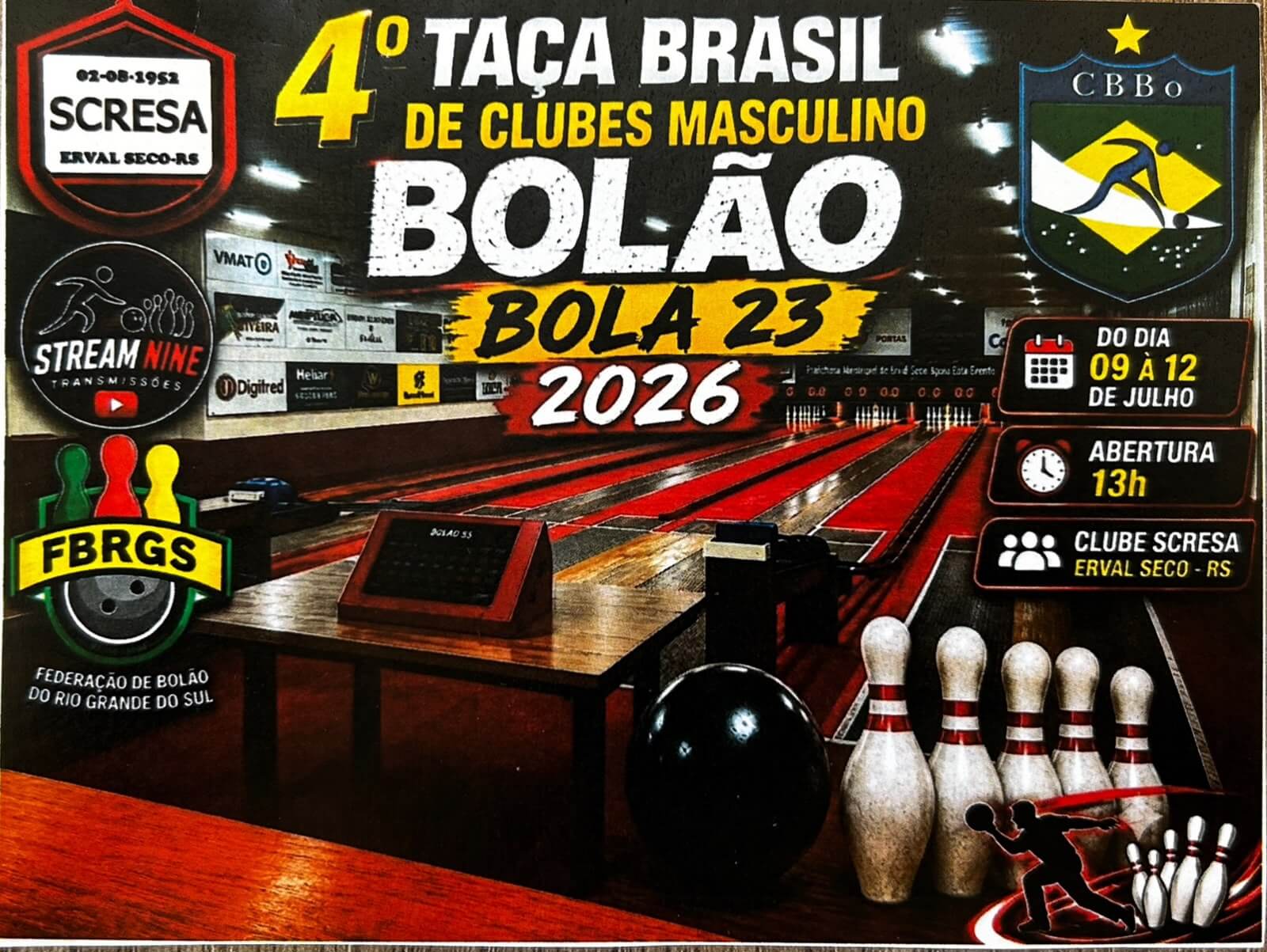 Capa Erval Seco irá sediar a 4ª Taça Brasil de Clubes Masculino de Bolão