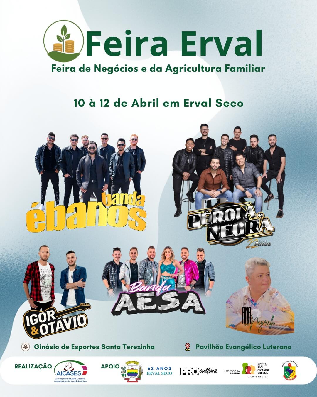 Capa Feira Erval divulga programação de shows para abril em Erval Seco