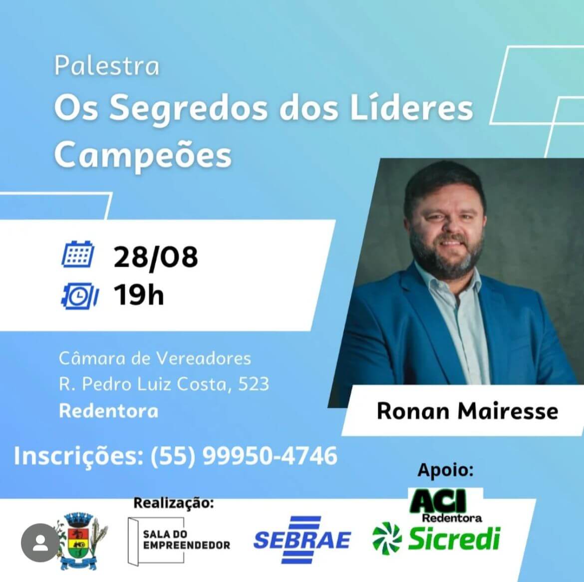 Capa Redentora promove palestra com consultor internacional Ronan Mairesse