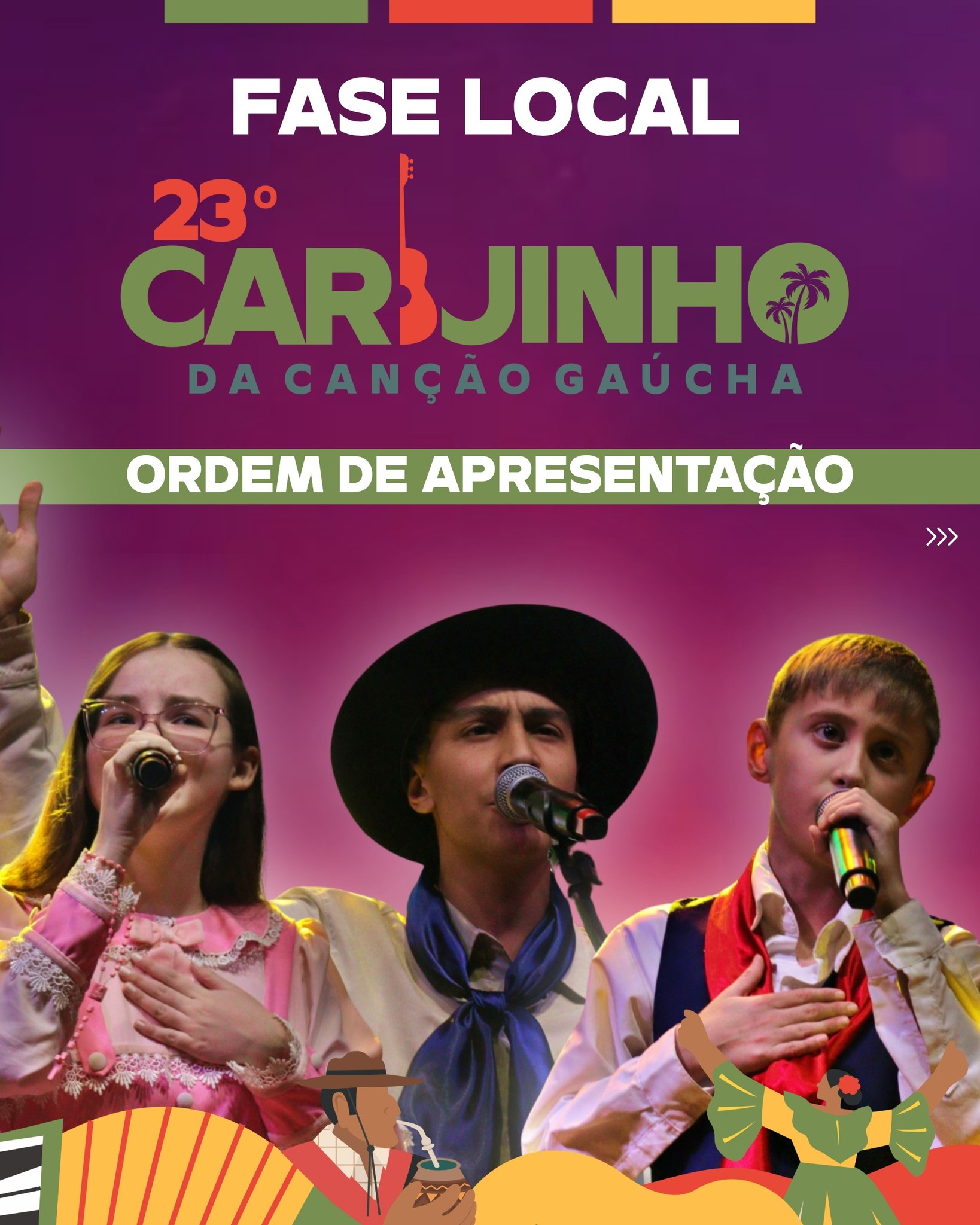 Capa Carijinho da Canção Gaúcha define ordem de apresentações da Fase Local para o dia 2 de maio